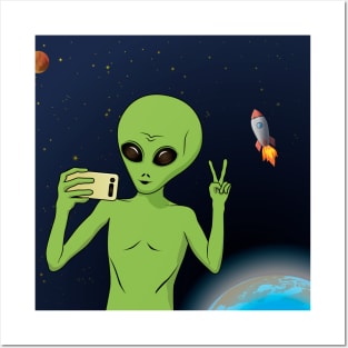 Alien selfie Posters and Art